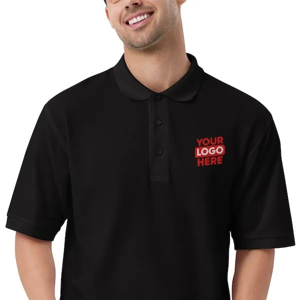 Happy man wearing a corporate polo shirt that has been embroidered with a company logo to represent products available in Orlando and the surrounding O-Town.